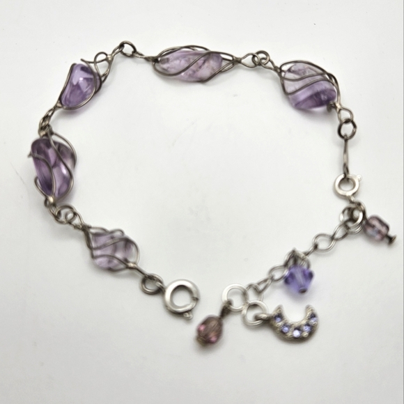 ๐ข3/$19๐ข Amethyst 14KGODG Wire Wrapped Bracelet Small Size 6.75 Inches - Picture 4 of 8